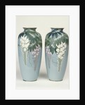 A pair of cloisonne baluster vases depicting wisteria by Anonymous