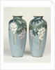 A pair of cloisonne baluster vases depicting wisteria by Anonymous