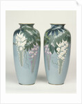 A pair of cloisonne baluster vases depicting wisteria by Anonymous