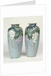 A pair of cloisonne baluster vases depicting wisteria by Anonymous