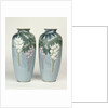A pair of cloisonne baluster vases depicting wisteria by Anonymous