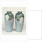 A pair of cloisonne baluster vases depicting wisteria by Anonymous