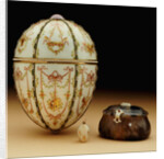 Faberge Kelch Bonbonniere egg pictured with its surprises by Anonymous