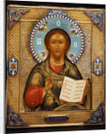 Russian silver-gilt and cloisonne enamel icon of Christ Pantocrater by Anonymous