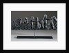 A Haida argillite ship pipe depicting a ship, an equestrian scene and various scroll and foliate motifs by Anonymous