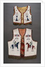 A Plains beaded hide child's vest and a Sioux pictorial beaded vest by Anonymous