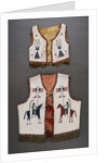 A Plains beaded hide child's vest and a Sioux pictorial beaded vest by Anonymous