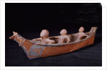 A Makah hunting canoe model by Anonymous
