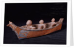 A Makah hunting canoe model by Anonymous