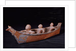 A Makah hunting canoe model by Anonymous