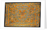 Chinese Kang cover of yellow facecloth, with five dragons in gilt thread among clouds by Anonymous