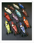 A group of CIJ clockwork painted tinplate Alfa Romeo P2 racing cars, late 1920s by Anonymous
