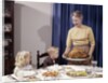 1960s Grandmother Presenting Roasted Turkey To Children At Dining Room Table by Anonymous