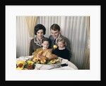 1960s 1970s Family Portrait With Holiday Roasted Turkey On Dining Table by Anonymous