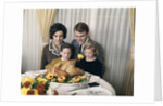 1960s 1970s Family Portrait With Holiday Roasted Turkey On Dining Table by Anonymous