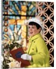 1960s Smiling Happy Young Girl Easter Sunday Clothes Green Coat White Bonnet Hat Gloves Holding Church Hymnal by Anonymous