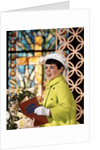 1960s Smiling Happy Young Girl Easter Sunday Clothes Green Coat White Bonnet Hat Gloves Holding Church Hymnal by Anonymous