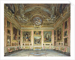 Interiors of the Palazzo Pitti, Florence: The Sala di Saturno with Perugino's 'Lamentation' flanked by paintings by Fra Bartolommeo and Raphael by Domenica Caligo by Anonymous