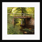 A Forest Stream with a Wooden Bridge by Marcus Bech Fritz