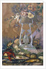 Flowers in a Vase on a Stand with Asparagus, Lobsters, Oysters and Fish by Dragutin Inkiostri-Medensak