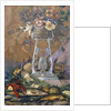Flowers in a Vase on a Stand with Asparagus, Lobsters, Oysters and Fish by Dragutin Inkiostri-Medensak