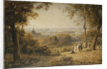 A View of Versailles with Elegant Figures in the Foreground at Sunset by George Barret the Younger