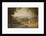 A View of Versailles with Elegant Figures in the Foreground at Sunset by George Barret the Younger
