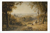 A View of Versailles with Elegant Figures in the Foreground at Sunset by George Barret the Younger