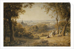 A View of Versailles with Elegant Figures in the Foreground at Sunset by George Barret the Younger