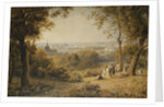 A View of Versailles with Elegant Figures in the Foreground at Sunset by George Barret the Younger