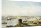 An Extensive View of Lisbon on the River Tejo with the Praca do Terreiro do Paco, the Old Cathedral and the Castelo de S. Jorge by Anonymous