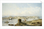 An Extensive View of Lisbon on the River Tejo with the Praca do Terreiro do Paco, the Old Cathedral and the Castelo de S. Jorge by Anonymous