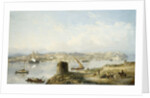 An Extensive View of Lisbon on the River Tejo with the Praca do Terreiro do Paco, the Old Cathedral and the Castelo de S. Jorge by Anonymous