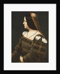Portrait of a Lady, Half Length, in Profile, in a Black Dress Decorated with Lace, with Pendant Tassels and Slashed Shoulders and an Orange and Grey Snood by Anonymous
