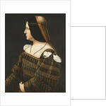 Portrait of a Lady, Half Length, in Profile, in a Black Dress Decorated with Lace, with Pendant Tassels and Slashed Shoulders and an Orange and Grey Snood by Anonymous