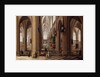 The Interior of a Gothic Cathedral with Townsfolk and Pigrims by Pieter Neeffs I