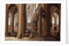 The Interior of a Gothic Cathedral with Townsfolk and Pigrims by Pieter Neeffs I