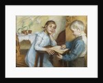 An Interior with a Boy Reading to a Girl by Maria Wiik