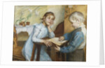 An Interior with a Boy Reading to a Girl by Maria Wiik