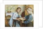 An Interior with a Boy Reading to a Girl by Maria Wiik