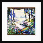 Tiffany Studios leaded glass landscape window by Anonymous