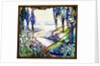 Tiffany Studios leaded glass landscape window by Anonymous