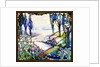 Tiffany Studios leaded glass landscape window by Anonymous