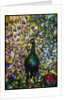 Tiffany Studios 'Peacock' leaded glass domestic window by Anonymous