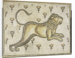 A Byzantine marble mosaic panel depicting a lion in a field of flowers by Anonymous