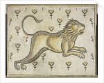 A Byzantine marble mosaic panel depicting a lion in a field of flowers by Anonymous
