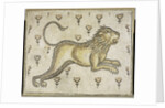 A Byzantine marble mosaic panel depicting a lion in a field of flowers by Anonymous