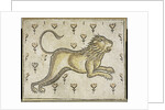 A Byzantine marble mosaic panel depicting a lion in a field of flowers by Anonymous