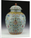 A famille rose turquoise-ground vase and cover by Anonymous