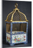 A Directoire ormolu and Chinese porcelain birdcage, the square domed surmounted by a handle by Anonymous